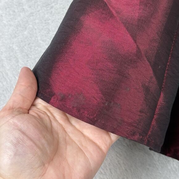 Y2K Midi Skirt 12 Burgundy Black Iridescent Whimsigoth Witchy Vamp Dark Romantic - Picture 4 of 12